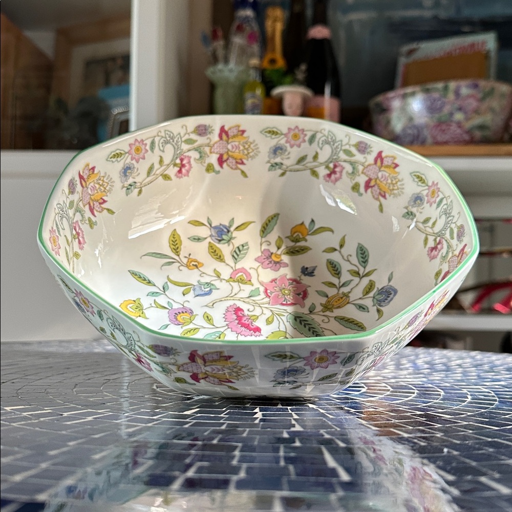 RARE Discontinued Haddon Hall 8” Bone China Octagonal Vegetable Serving Bowl